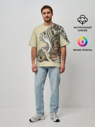 Мужская футболка оверсайз / Восточный дракон