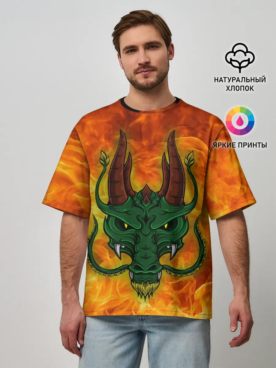Мужская футболка оверсайз / Японский дракон | Japanese Dragon