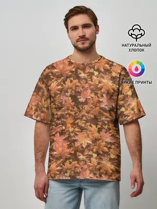 Мужская футболка оверсайз / Осеннее листопад
