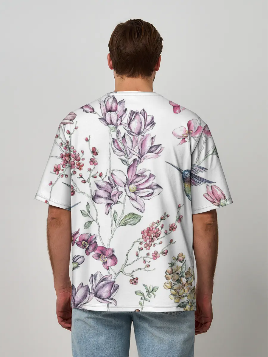 Мужская футболка оверсайз / Колибри