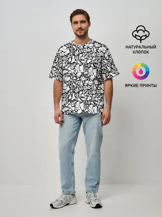 Мужская футболка оверсайз / Абстрактная жидкость