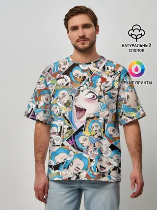 Мужская футболка оверсайз / Jinx Ahegao