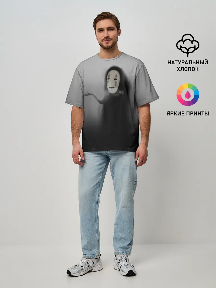 Мужская футболка оверсайз / Каонаси в тумане