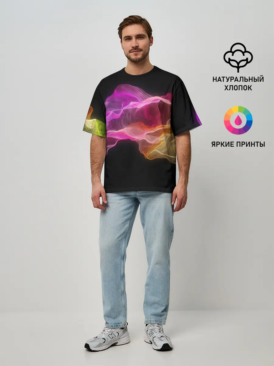 Мужская футболка оверсайз / Волны