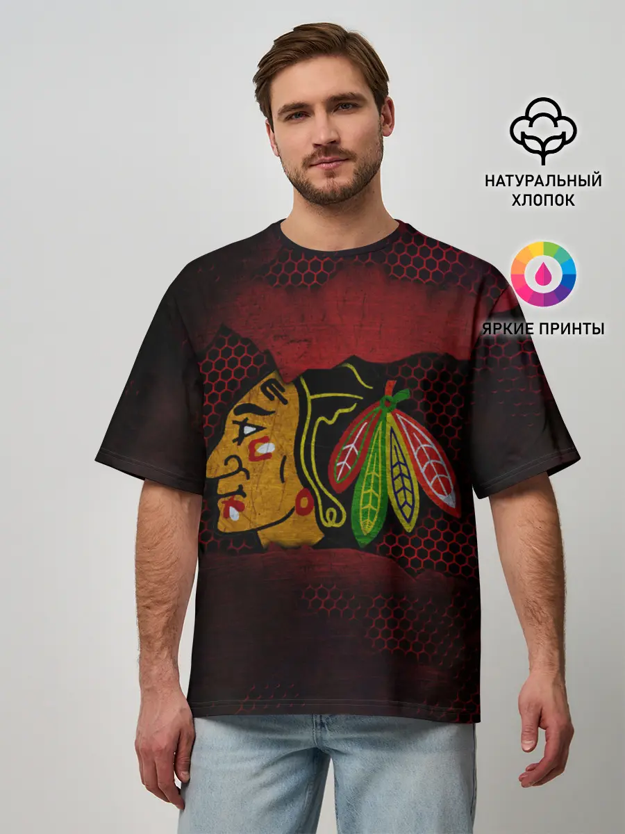 Мужская футболка оверсайз / CHICAGO NHL