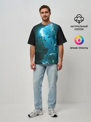 Мужская футболка оверсайз / Коралловые рыбки