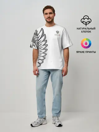 Мужская футболка оверсайз / Russia | MSKSide 3D Logo
