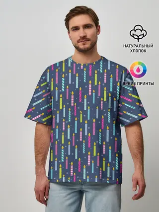 Мужская футболка оверсайз / Свечи