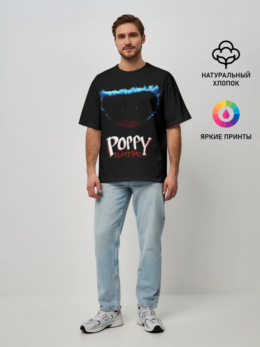 Мужская футболка оверсайз / Poppy Playtime | Huggy Wuggy