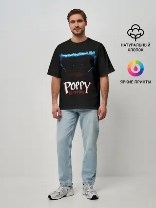 Мужская футболка оверсайз / Poppy Playtime | Huggy Wuggy