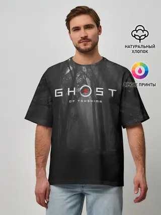 Мужская футболка оверсайз / Ghost of Tsushima | Темный лес