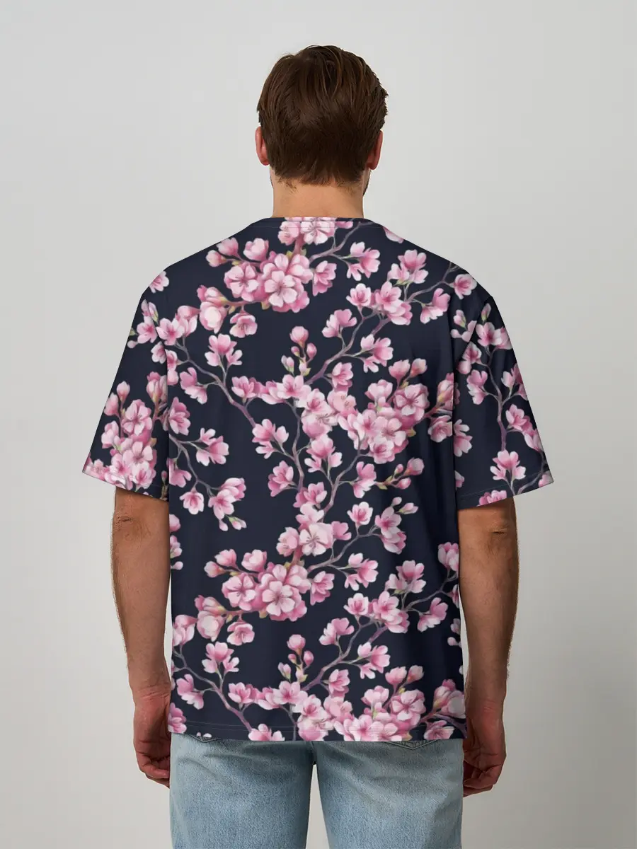 Мужская футболка оверсайз / Сакура