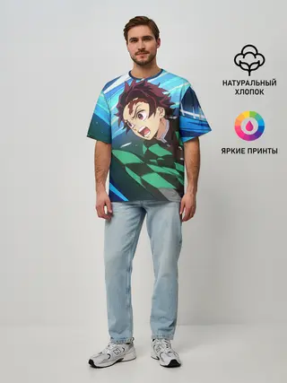 Мужская футболка оверсайз / Клинок рассекающий демонов