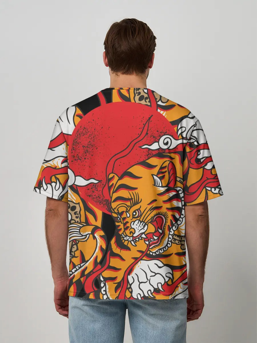 Мужская футболка оверсайз / Самурайский тигр