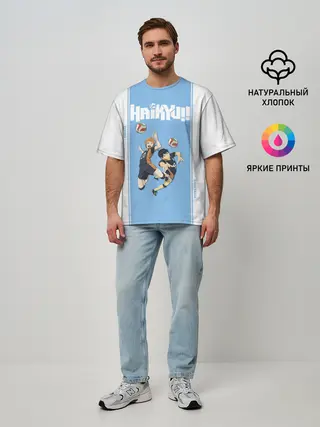 Мужская футболка оверсайз / Хината и Кагеяма | Haikyuu!!