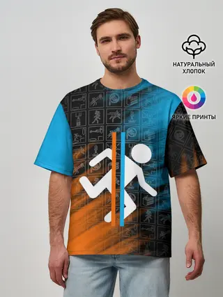 Мужская футболка оверсайз / PORTAL 2