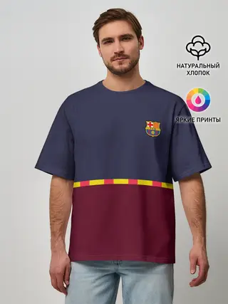 Мужская футболка оверсайз / FC Barcelona | Flag and team Logo