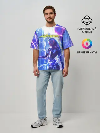 Мужская футболка оверсайз / CYBERPUNK 2077 | КИБЕРПАНК
