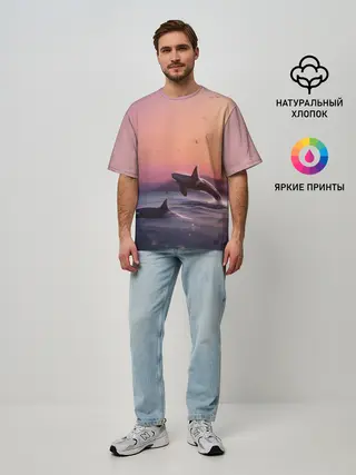 Мужская футболка оверсайз / касатки