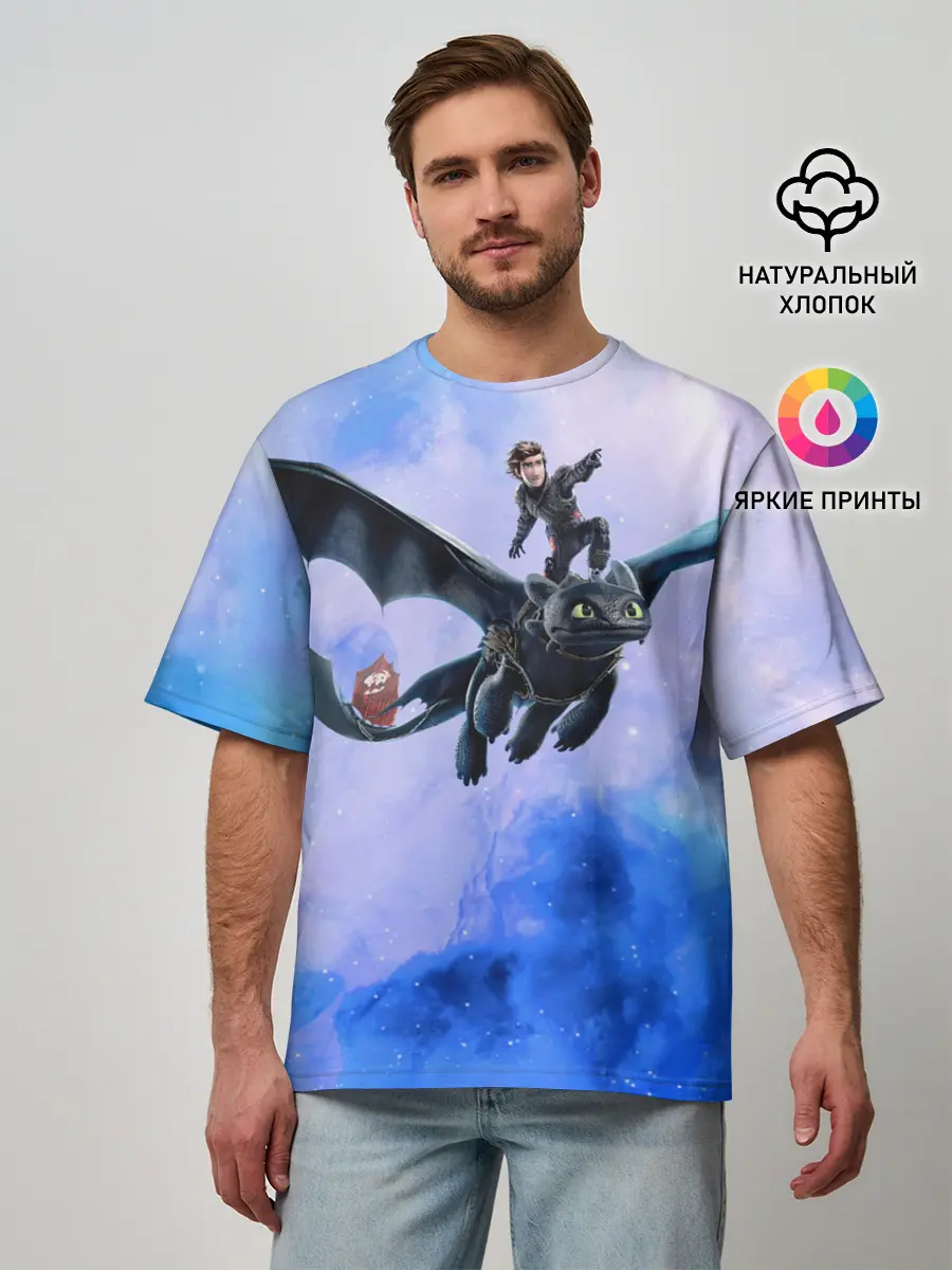 Мужская футболка оверсайз / Night Fury