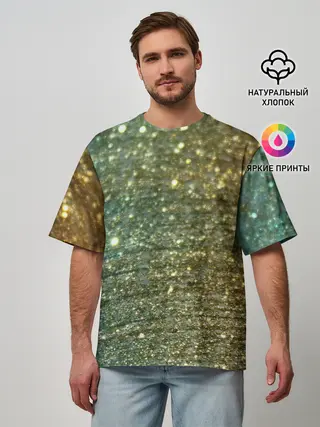 Мужская футболка оверсайз / Бирюзовый блеск