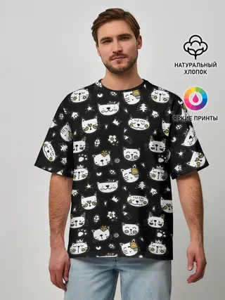 Мужская футболка оверсайз / Котики