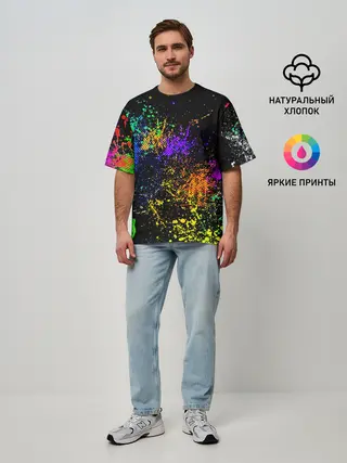 Мужская футболка оверсайз / БРЫЗКИ КРАСОК