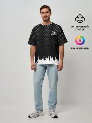 Мужская футболка оверсайз / Honda abstract black 2018
