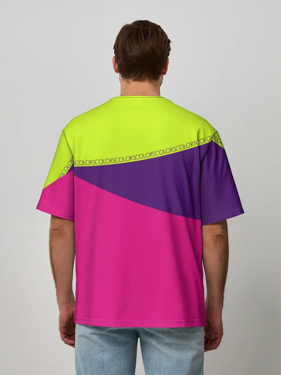 Мужская футболка оверсайз / Треугольники с розовым