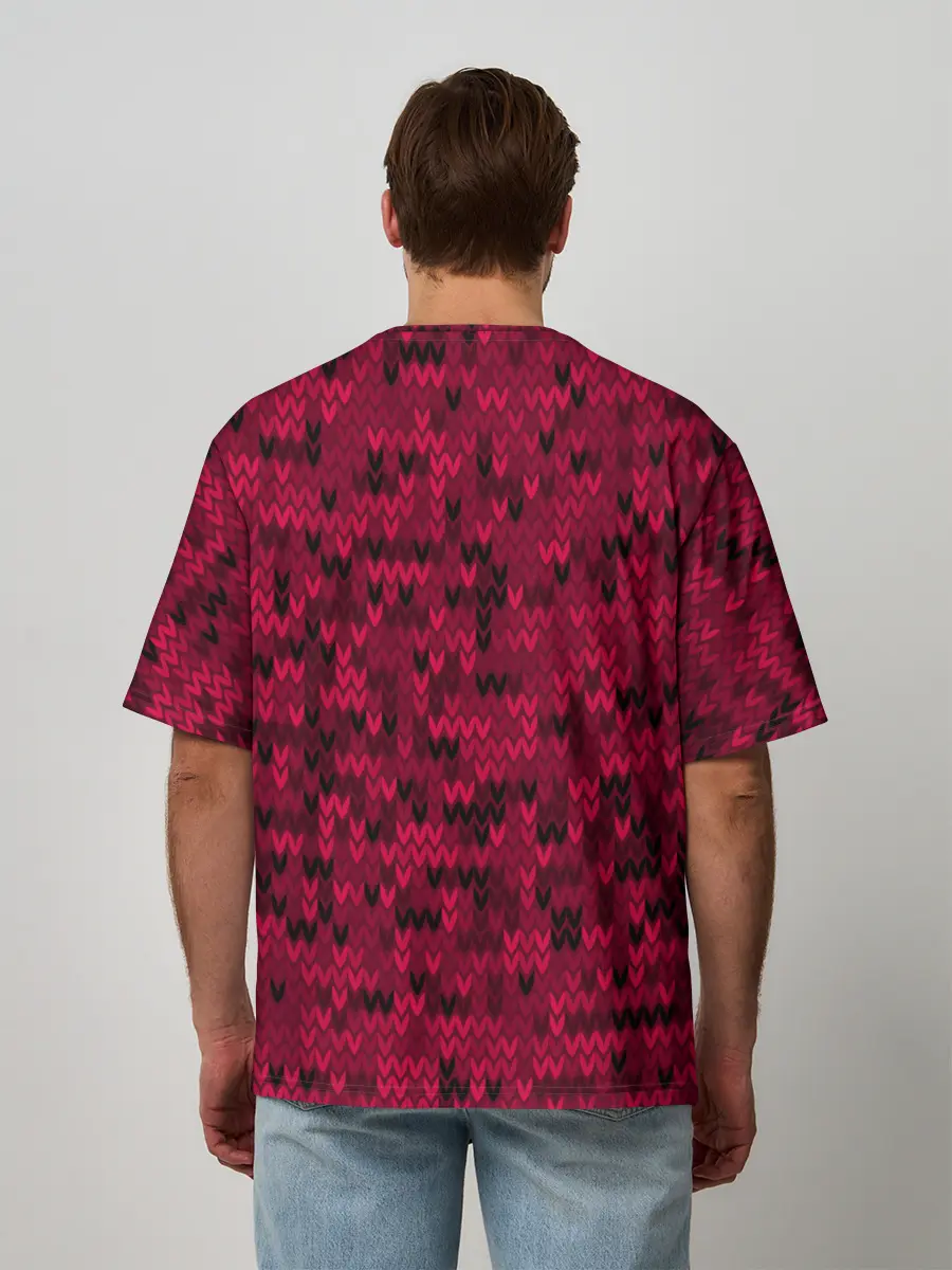 Мужская футболка оверсайз / Красно-черный абстрактный узор