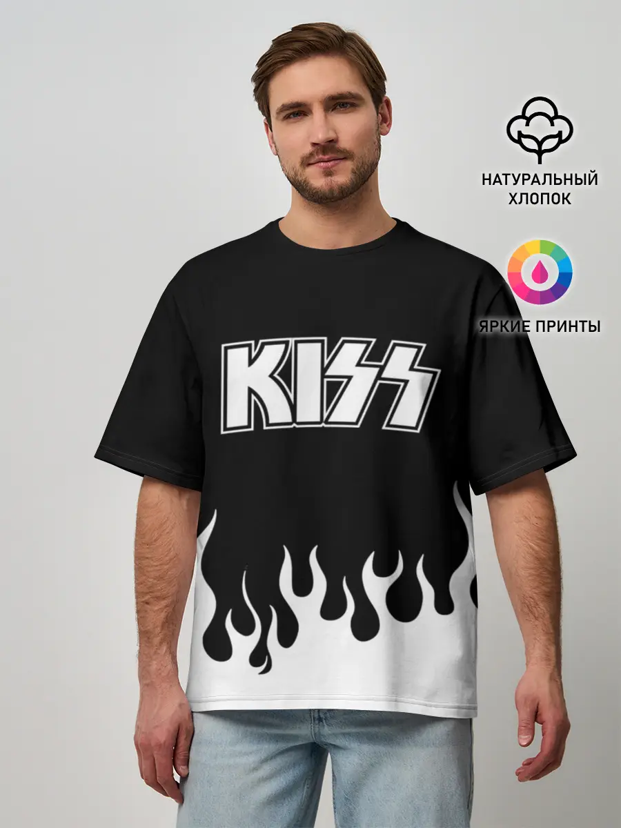 Мужская футболка оверсайз / Kiss