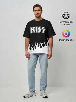 Мужская футболка оверсайз / Kiss