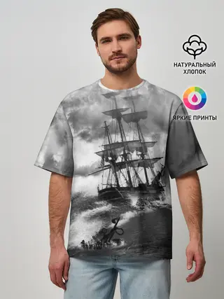 Мужская футболка оверсайз / Парусник