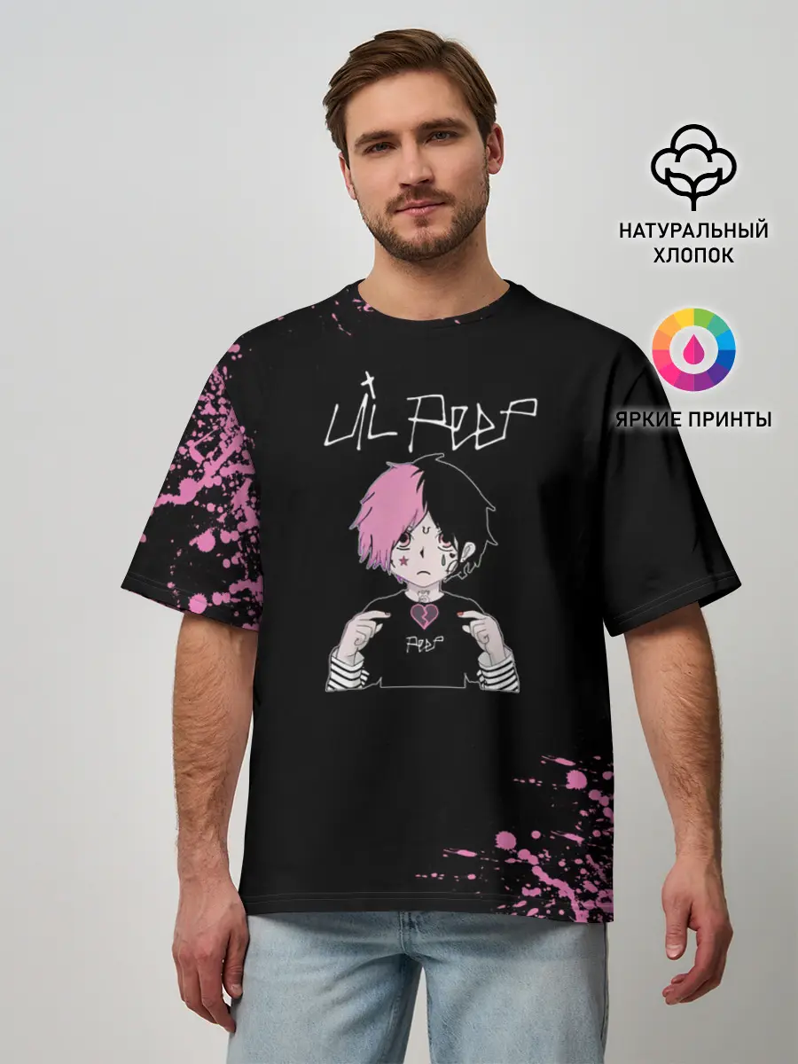 Мужская футболка оверсайз / Лил Пип