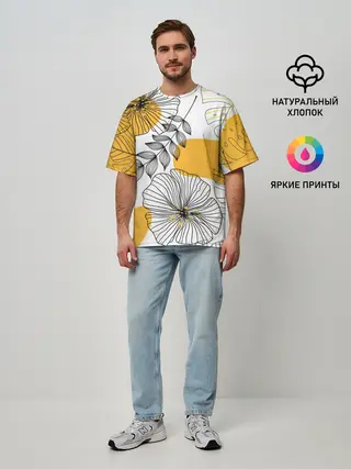 Мужская футболка оверсайз / Цветы