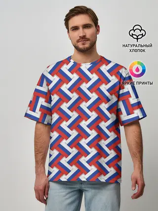 Мужская футболка оверсайз / Российская плетёнка