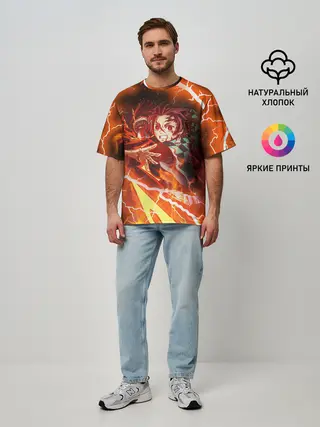 Мужская футболка оверсайз / КЛИНОК РАССЕКАЮЩИЙ ДЕМОНОВ