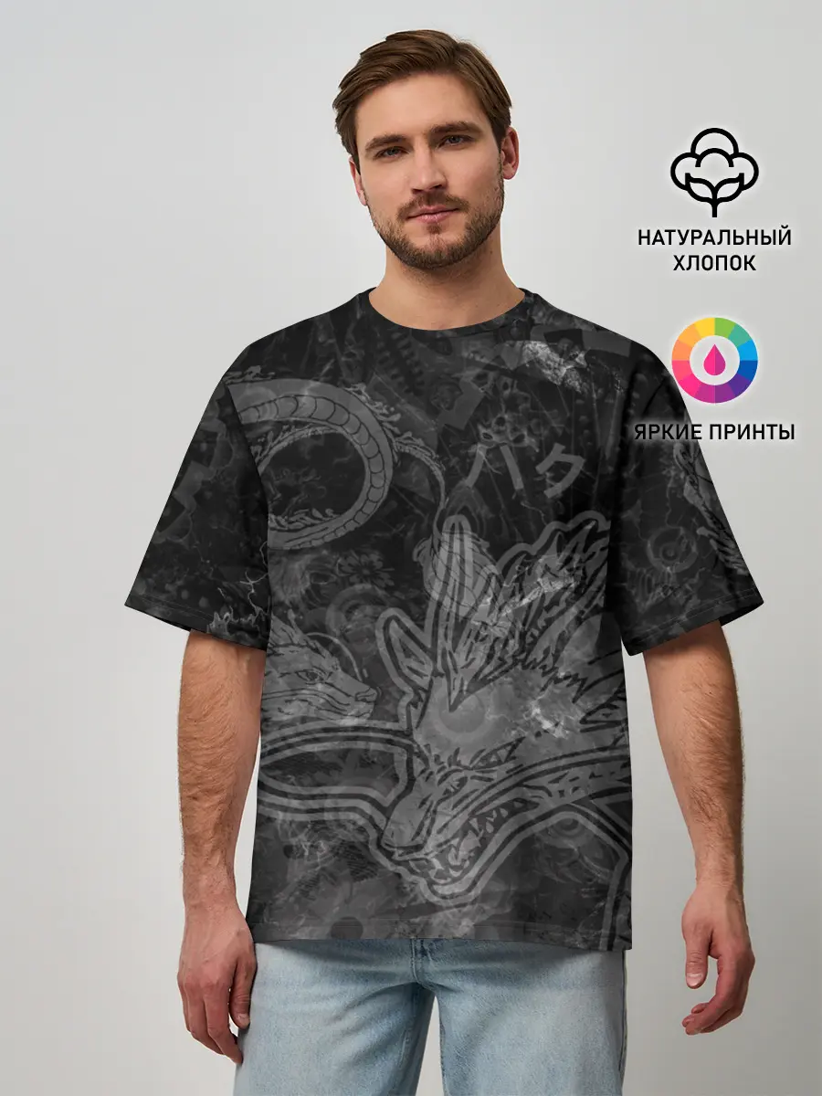 Мужская футболка оверсайз / Haku Dragon