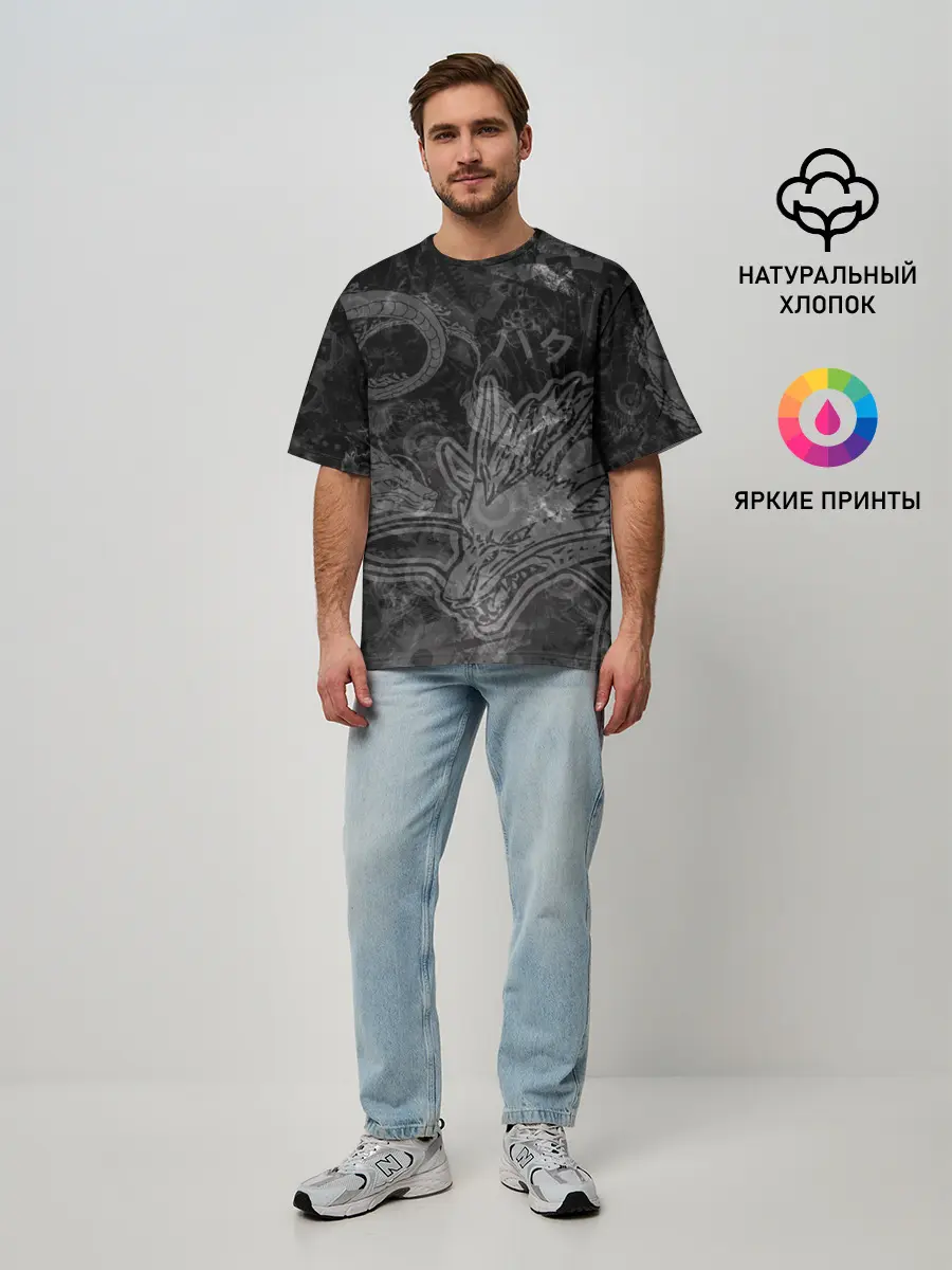 Мужская футболка оверсайз / Haku Dragon
