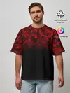 Мужская футболка оверсайз / BLACK RED CAMO | RED MILLITARY