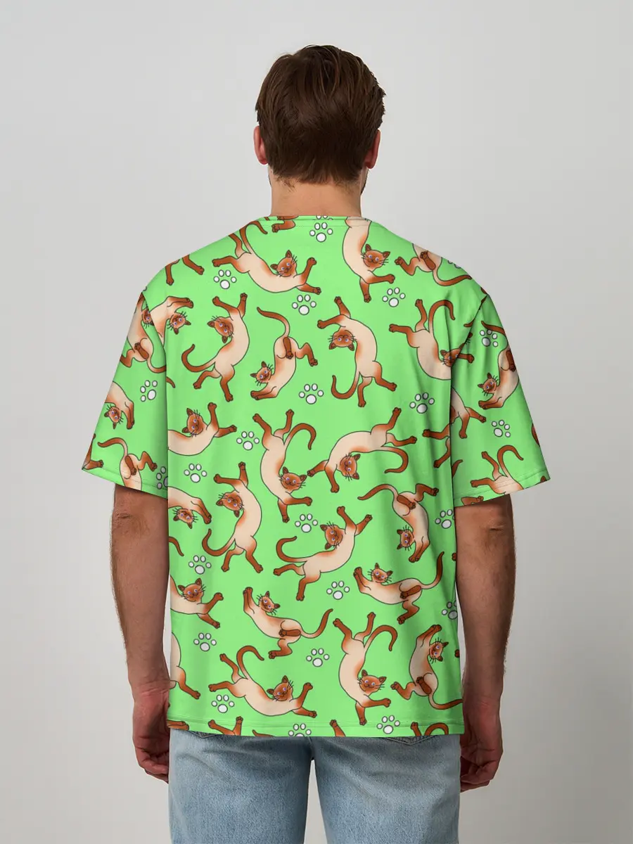 Мужская футболка оверсайз / Сиамские коты