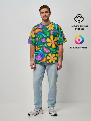 Мужская футболка оверсайз / ЯРКИЕ ЦВЕТЫ