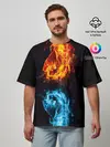 Мужская футболка оверсайз / Огонь и Вода