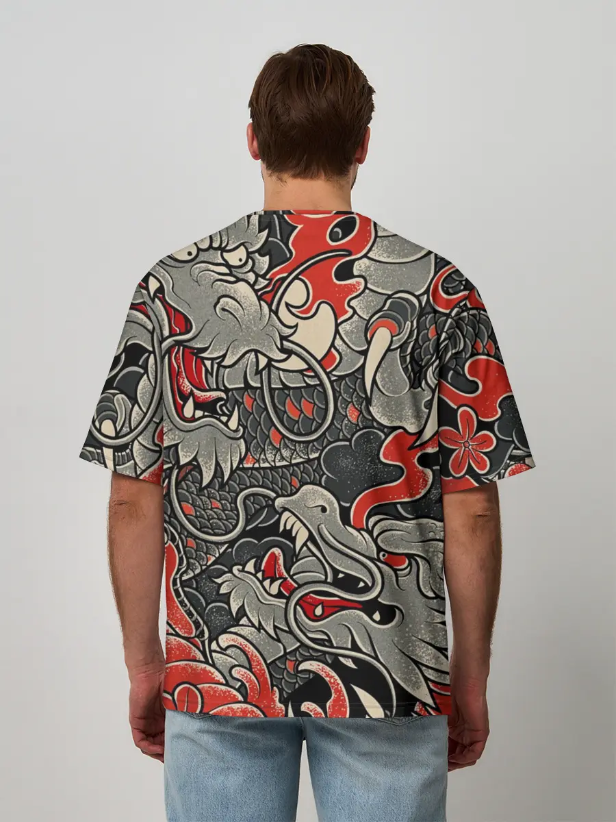 Мужская футболка оверсайз / Китайский Дракон, China Dragon