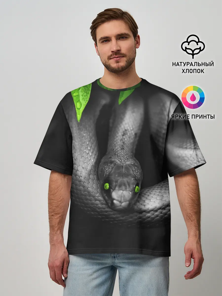 Мужская футболка оверсайз / Змея