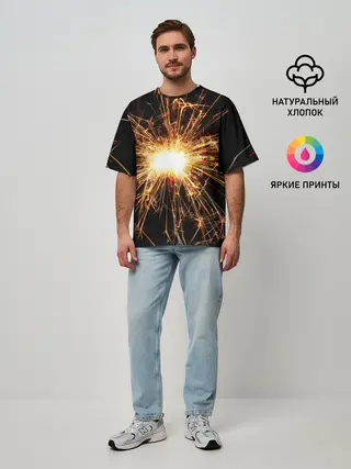 Мужская футболка оверсайз / фейерверк души