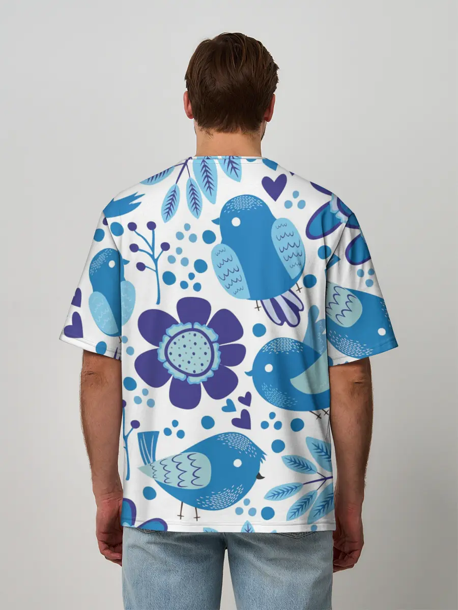 Мужская футболка оверсайз / Воробушки