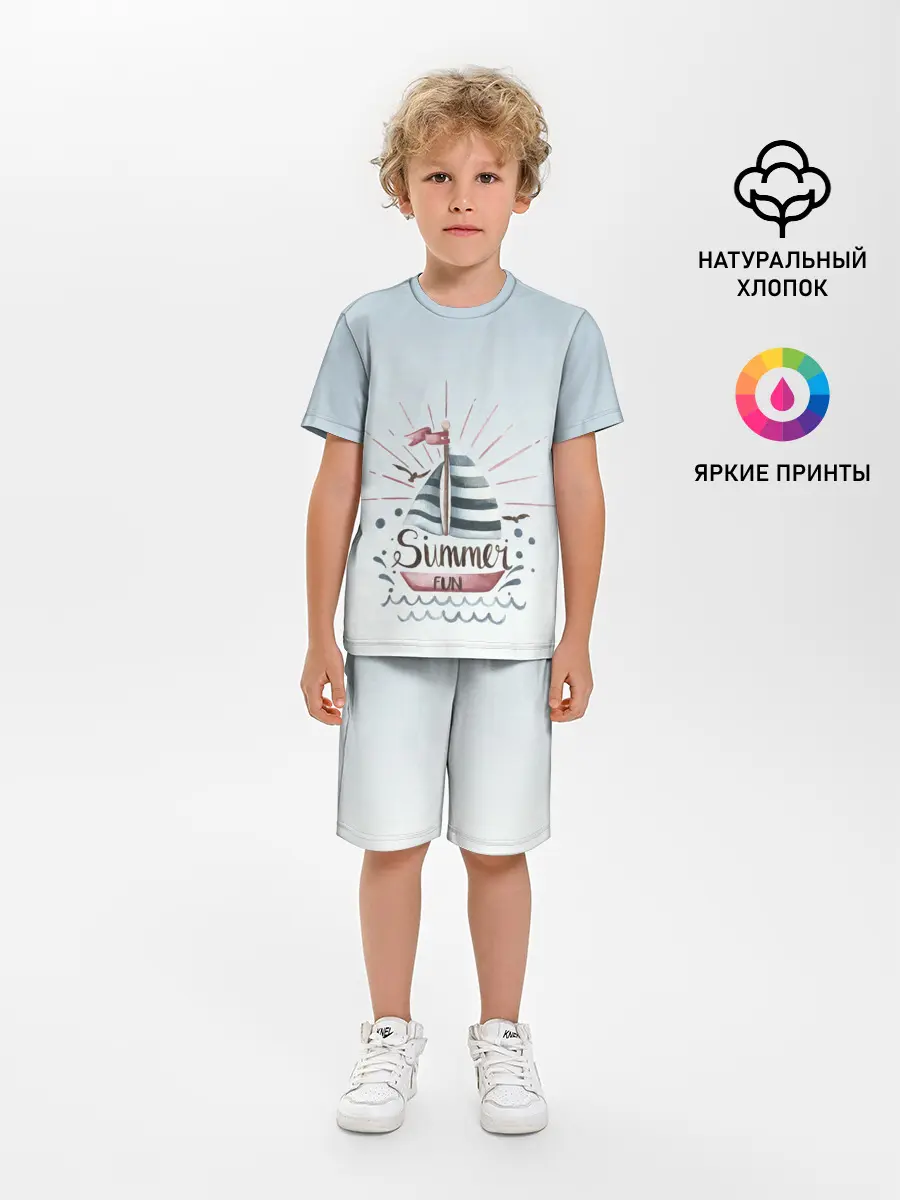 Детская пижама с шортами / кораблик лето