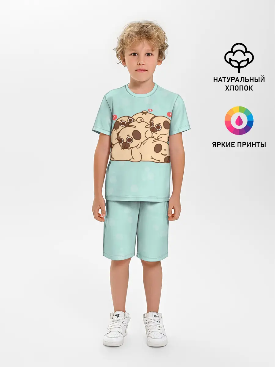 Детская пижама с шортами / Мопсы