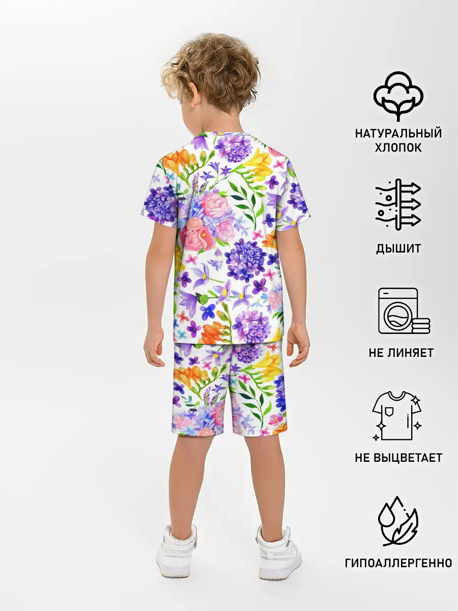 Детская пижама с шортами / Весенняя пора | Акварель